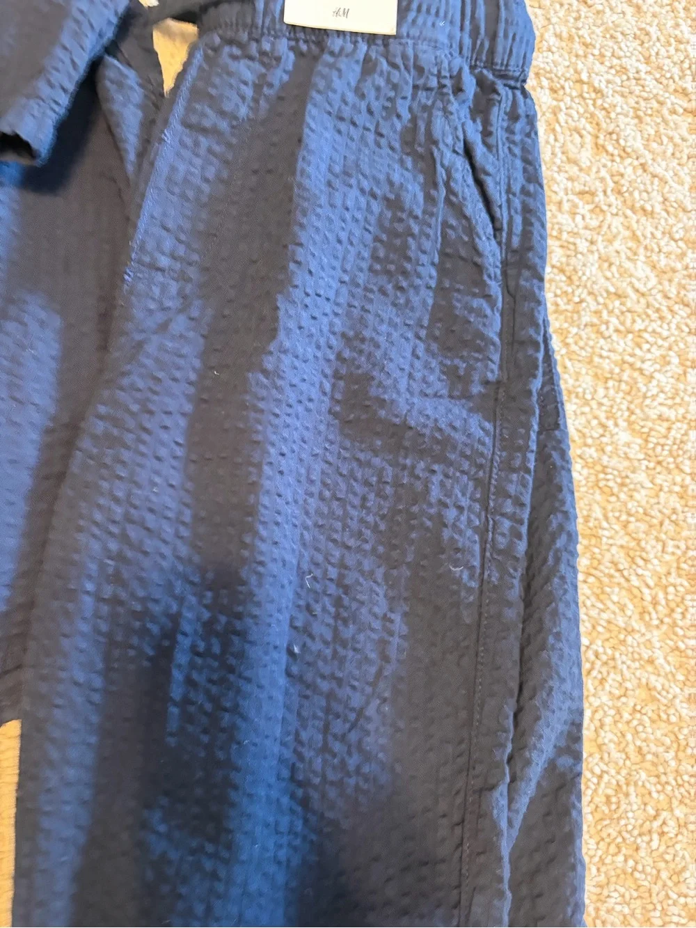 H&M Relaxed Fit Boy's Navy Waffle Lounge Pants & Shirt